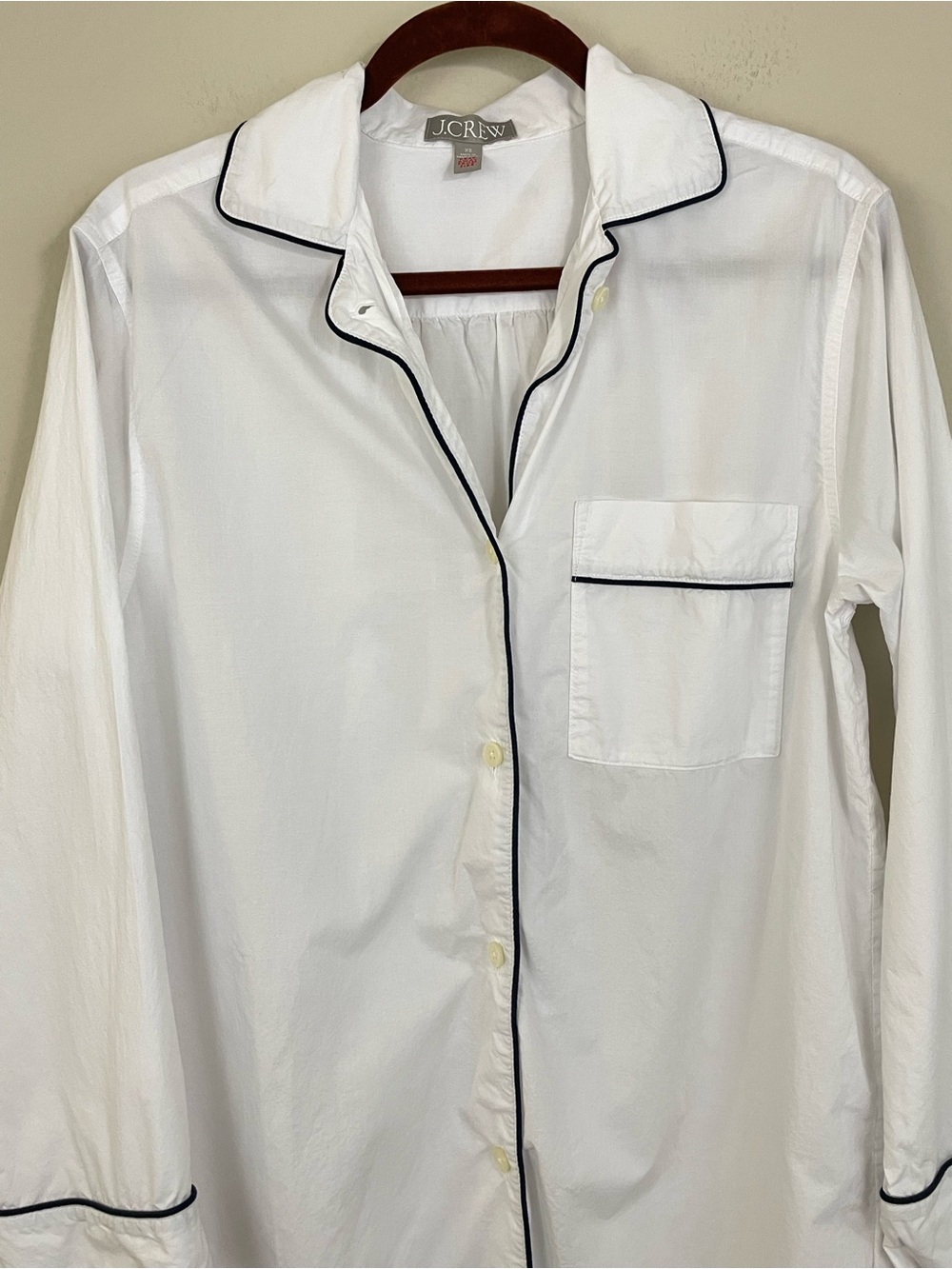 J. Crew New End on End Cotton Long Sleeve Nightshirt White Size XS - Picture 5 of 11